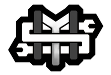 Black-and-white stylized mechanical logo with an M-shaped design and wrench-like ends