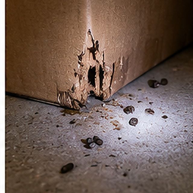 Droppings, gnawing or the entry point before treatment