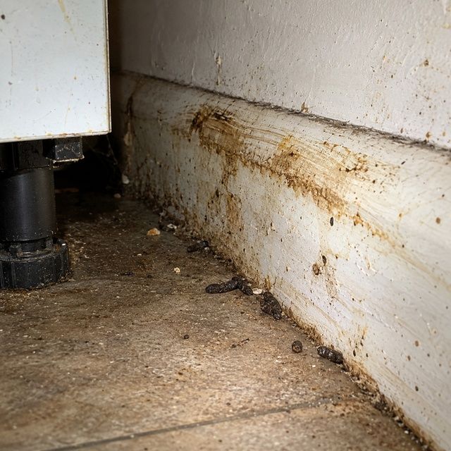 Droppings, gnawing or the entry point before treatment