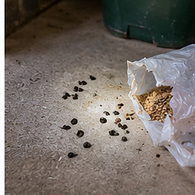 Droppings, gnawing or the entry point before treatment