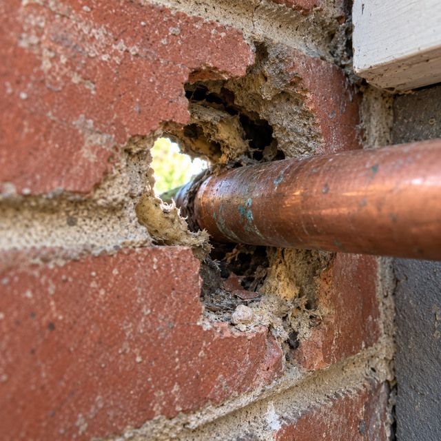 Droppings, gnawing or the entry point before treatment
