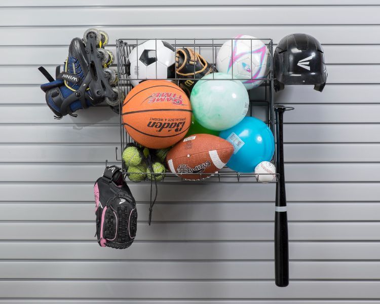 Sports Equipment Holder Slatwall Organizer Accessory Option