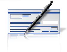 A pen is sitting on top of a check