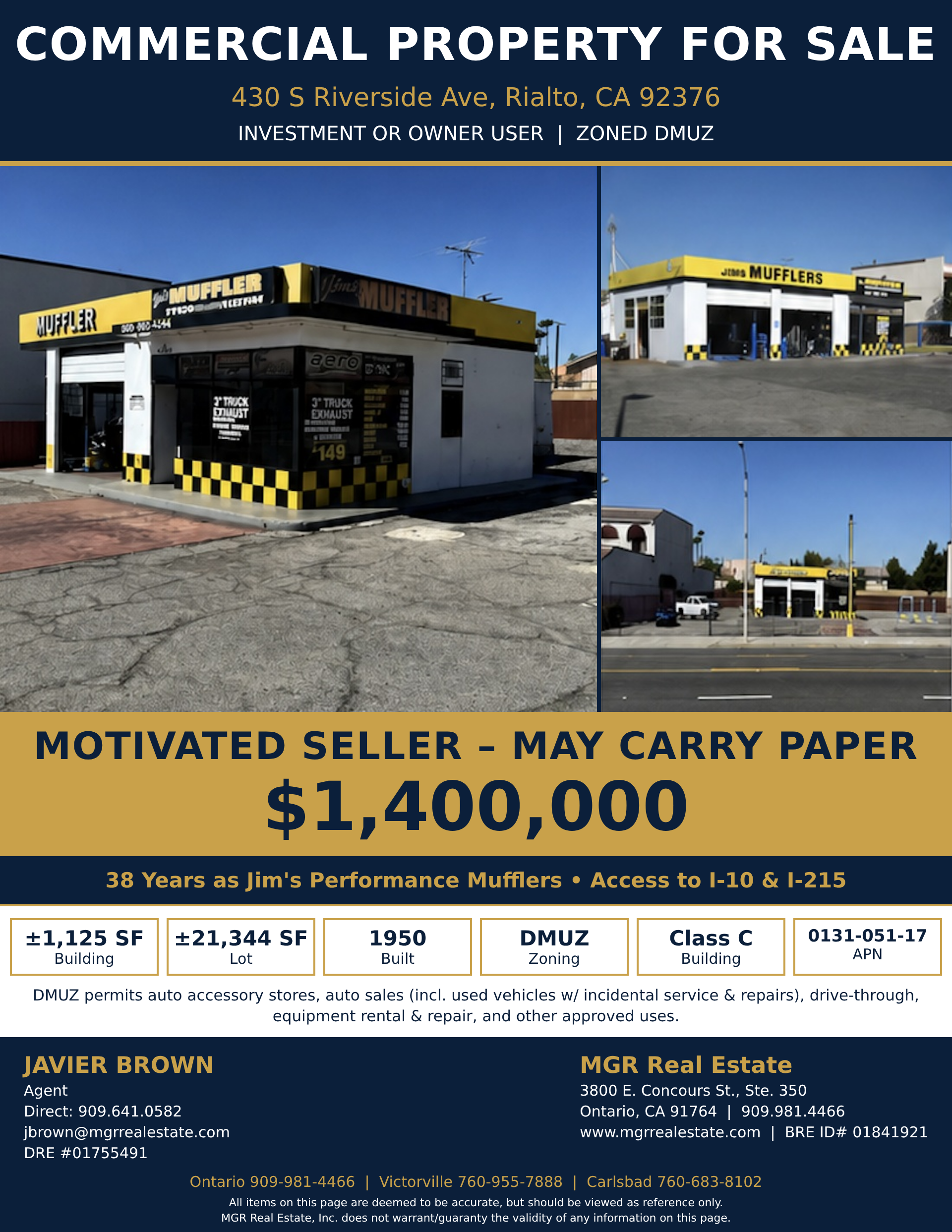 430 S Riverside Ave commercial property for sale flyer, Rialto
