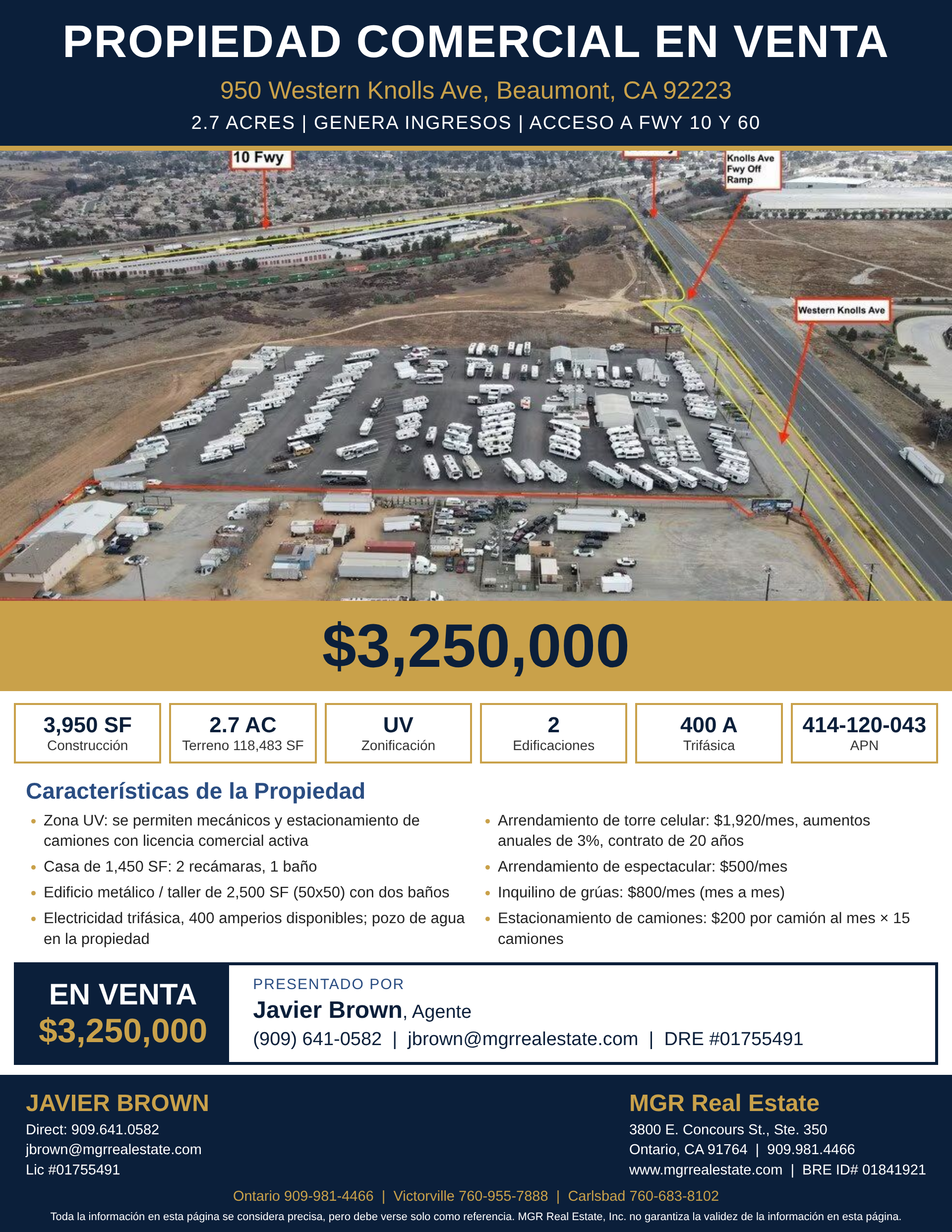 950 Western Knolls Ave, Beaumont CA propiedad industrial en venta, folleto