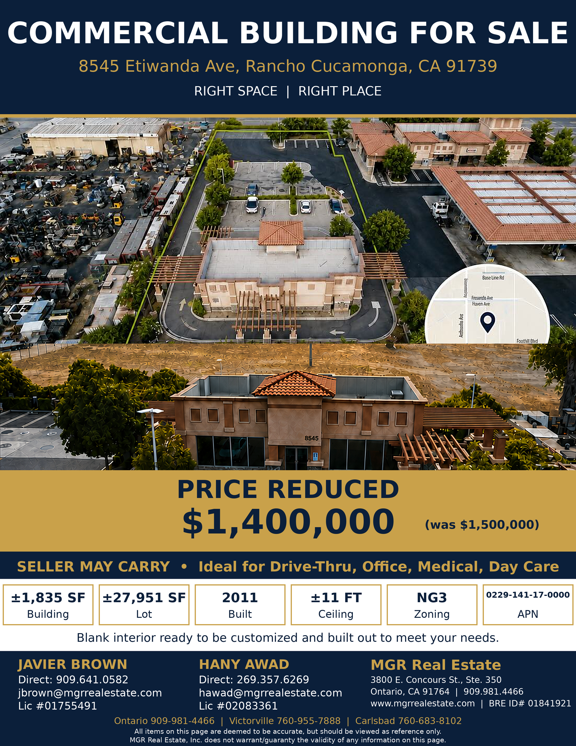8545 Etiwanda Ave drive-thru building for sale flyer, Rancho Cucamonga