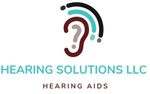 Logo for Hearing Solutions LLC: ear graphic with sound waves, company name, and