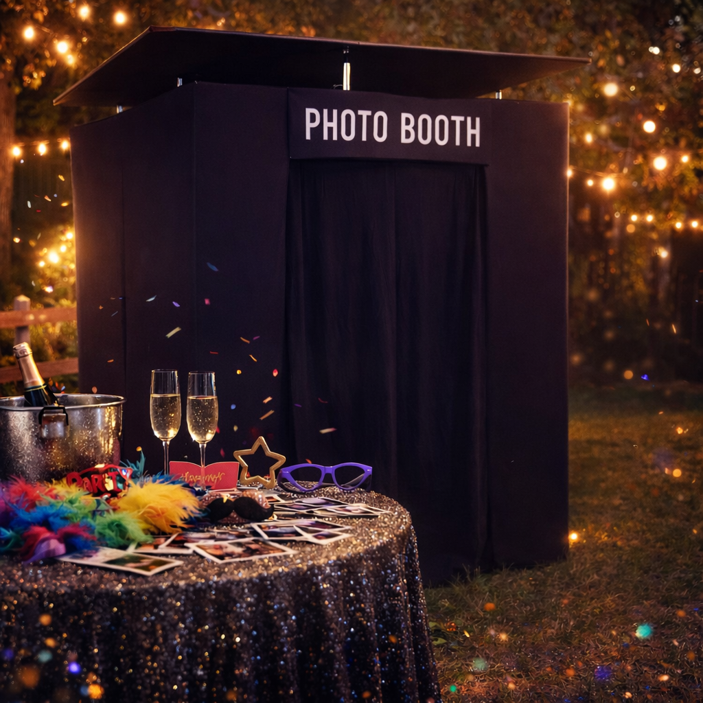 Black photo booth with 