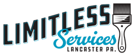 A logo for limitless services in lancaster pa with a paint brush.