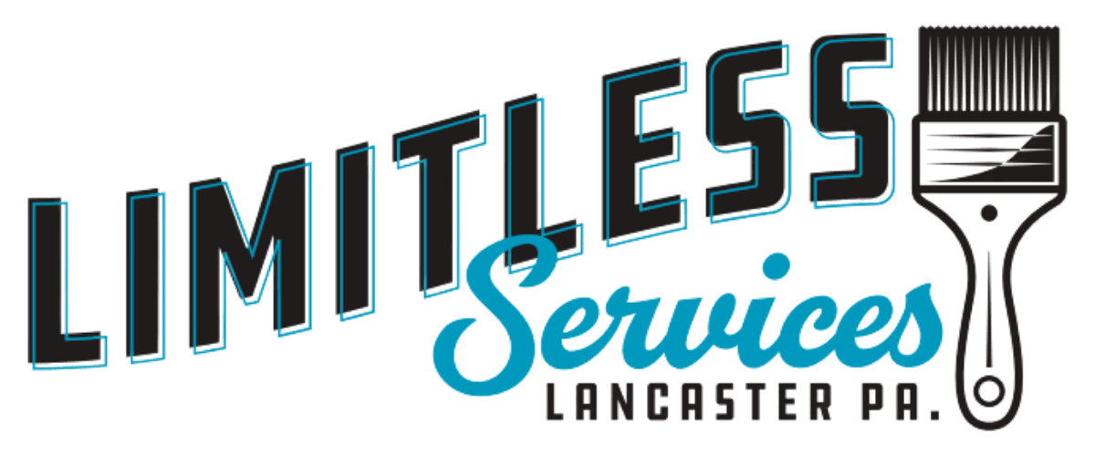 A logo for limitless services in lancaster pa with a paint brush.