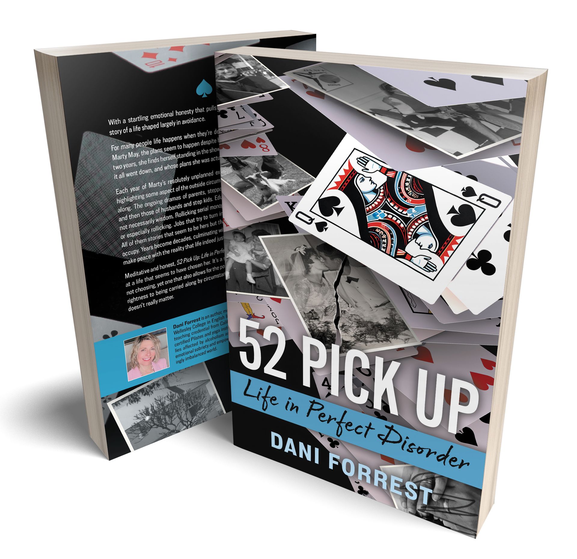 Book cover for “52 Pick Up: Life in a Perfect Disorder” by Dani Forrest, with collage-style black, white, and red artwork