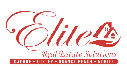 Logo: "Elite" in red script, small house icon, "Real Estate Solutions", cities listed at bottom.