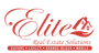 Logo: "Elite" in red script, small house icon, "Real Estate Solutions", cities listed at bottom.