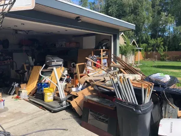 Trailer parked hauling junk