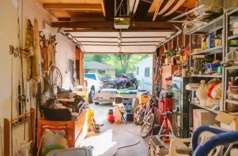 Cluttered garage full clutter