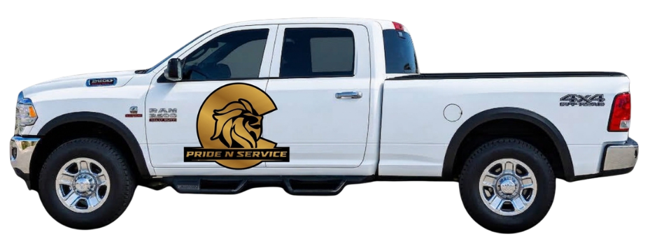 Pride N Service junk removal pickup truck for residential hauling in Colorado
