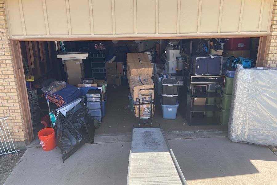 Trailer parked hauling junk