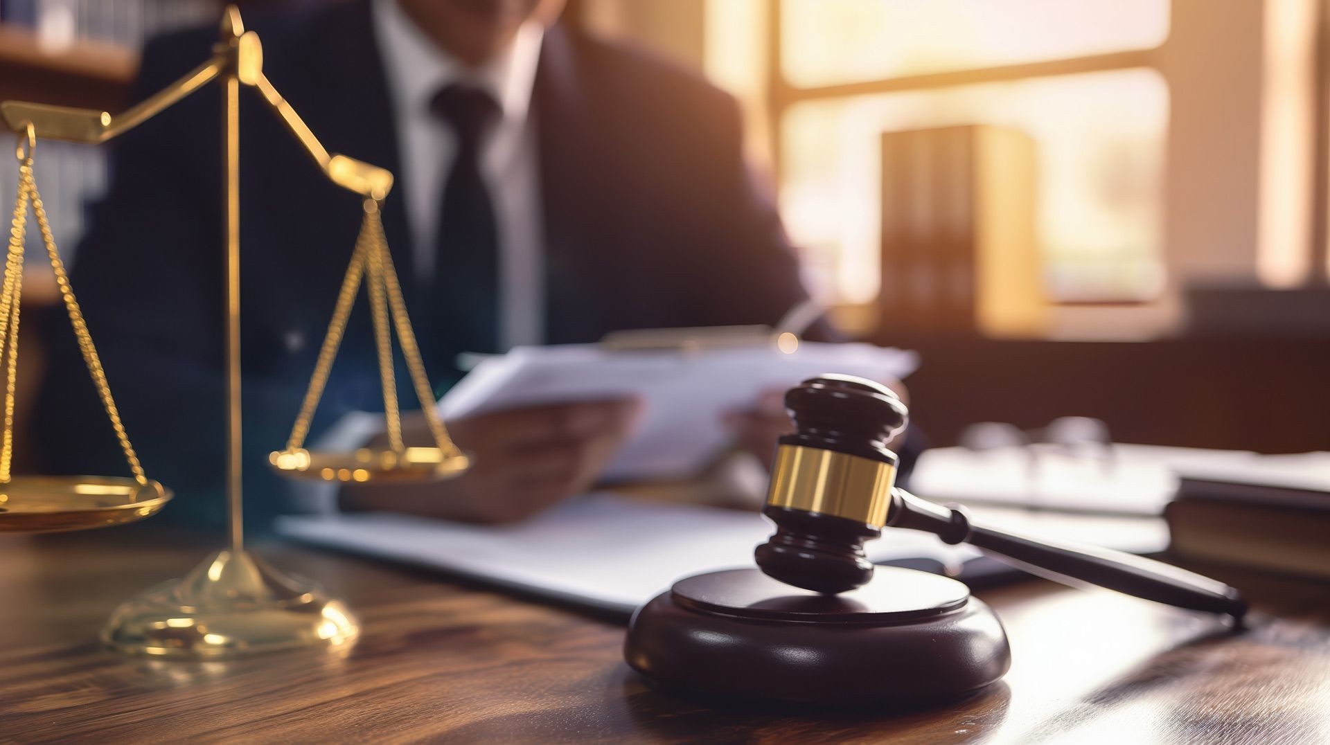 Gavel and scales of justice on desk; hire a personal injury lawyer for your legal recovery. Gavel and scales of justice on desk; hire a personal injury lawyer for your legal recovery.