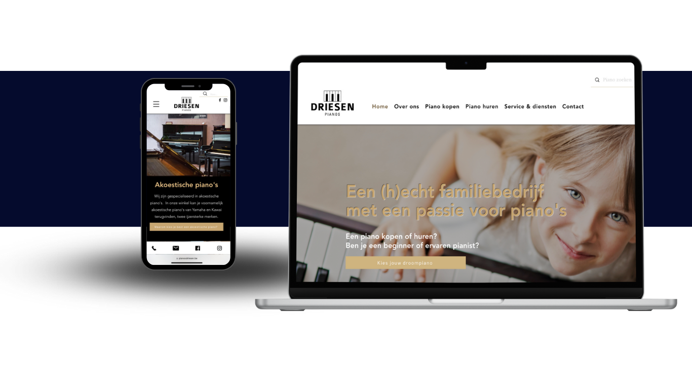 Piano's Driesen website gemaakt door Social Swirl