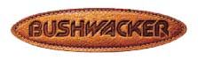 A close up of a bushwacker logo on a white background.