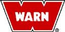 A red and white logo for warn on a white background.