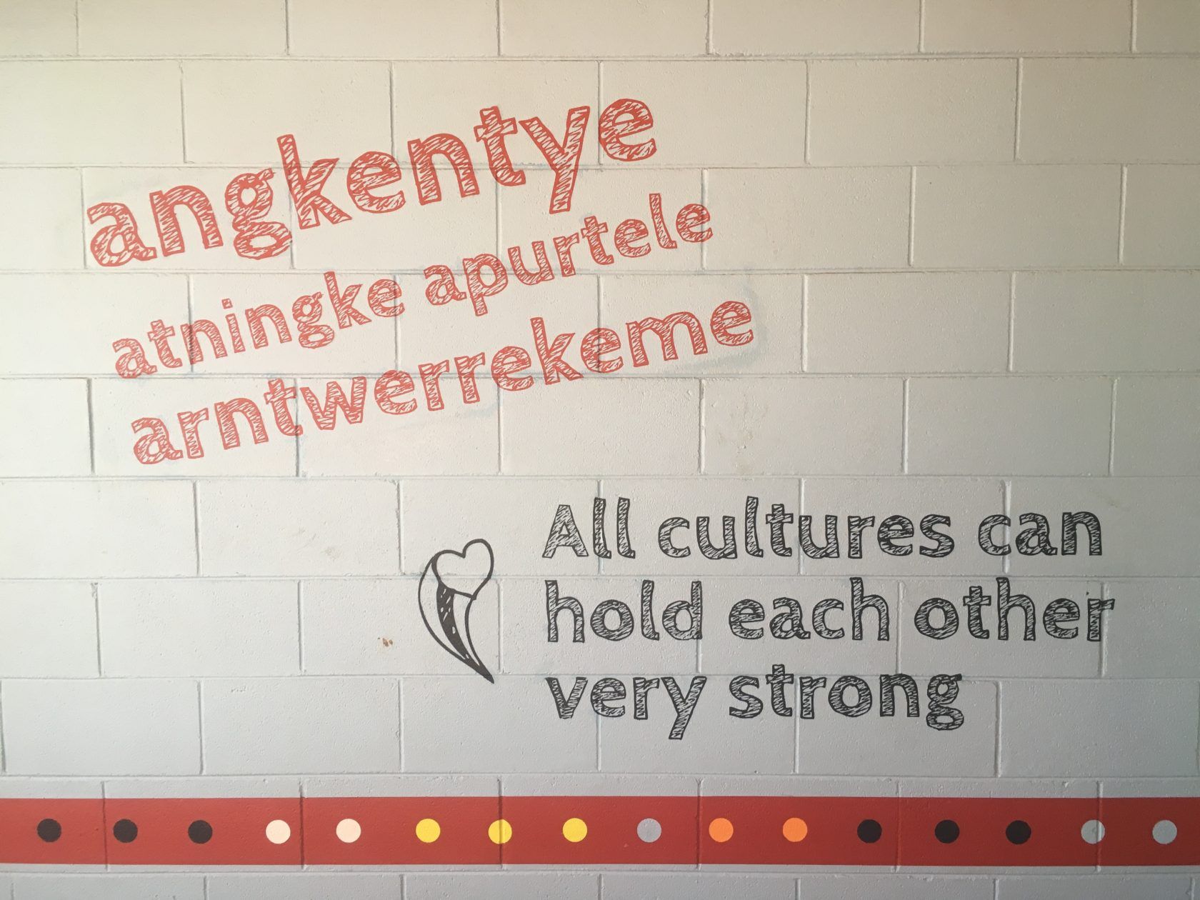Wall with red & black text: 