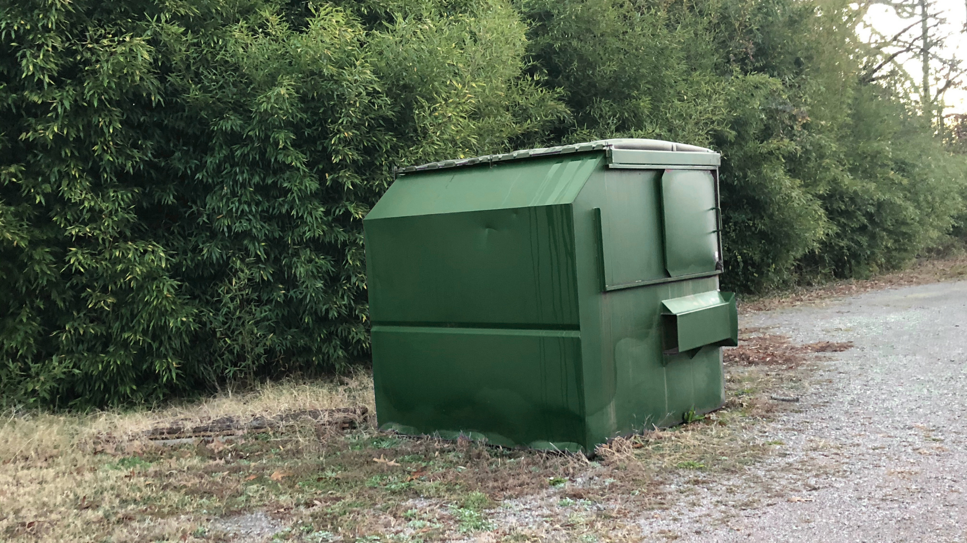 Residential dumpster rental service preparing container for pickup