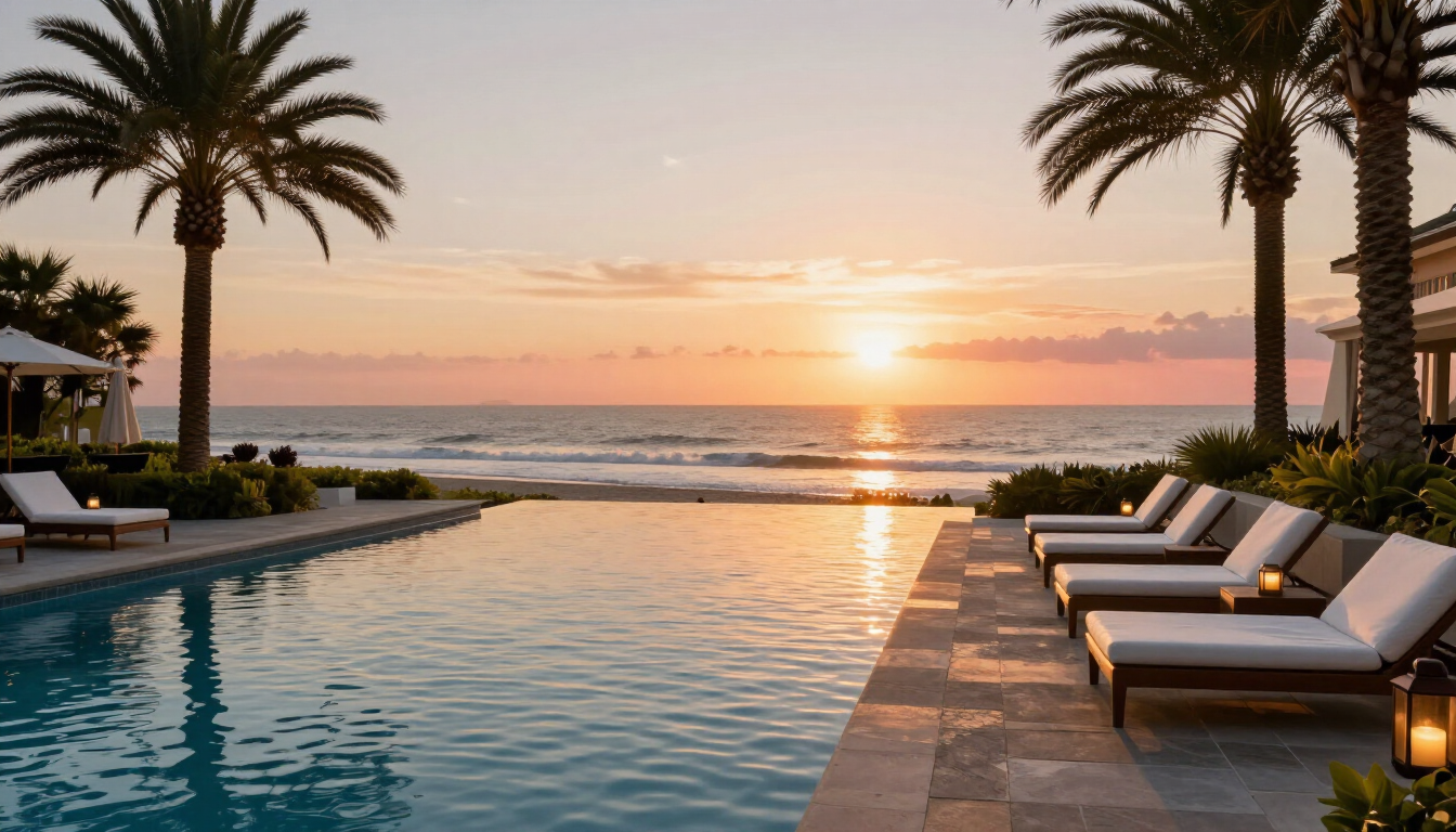 Luxury resort poolside view