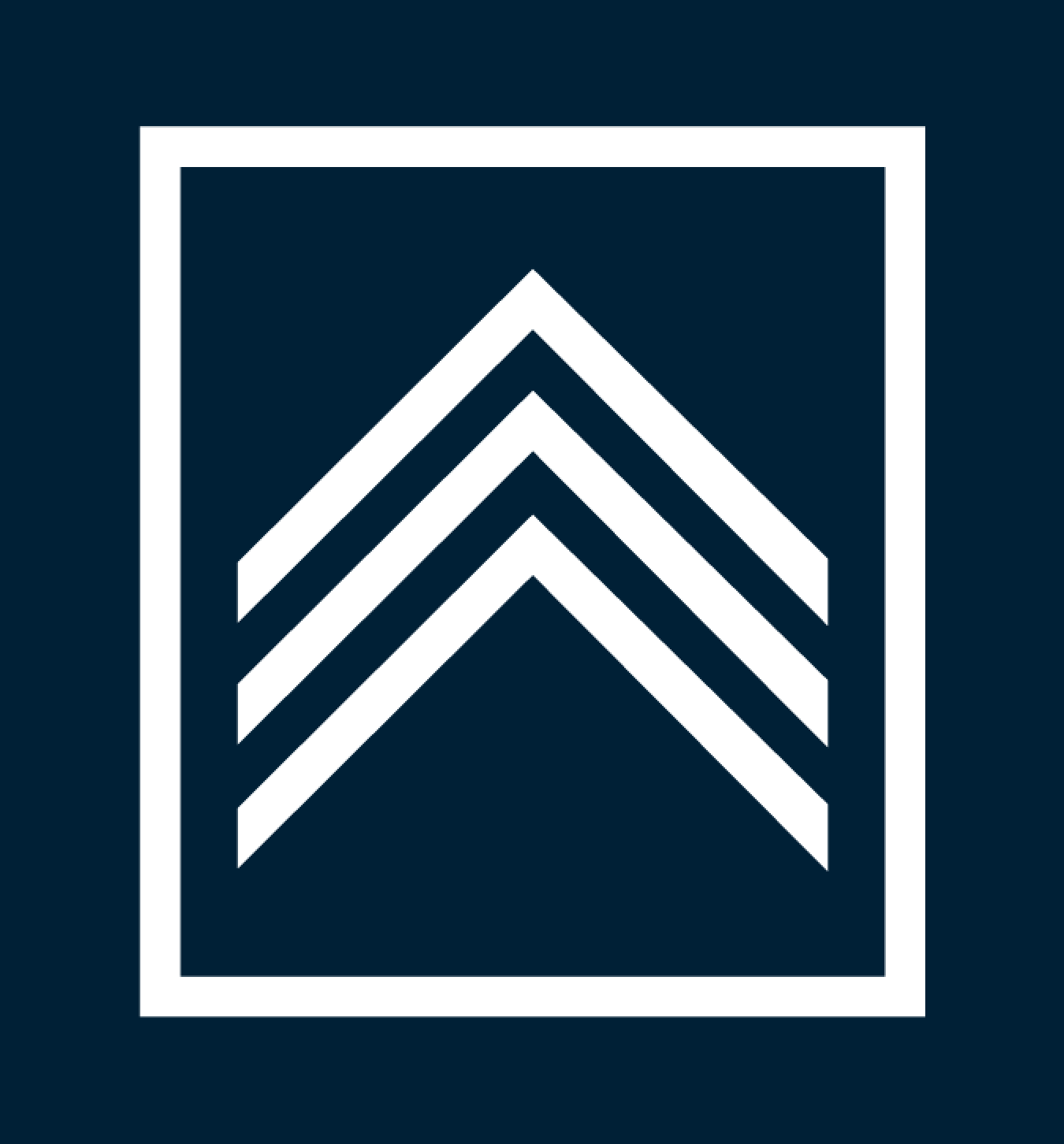 A white arrow in a square on a blue background