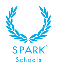 A spark schools logo with a blue laurel wreath