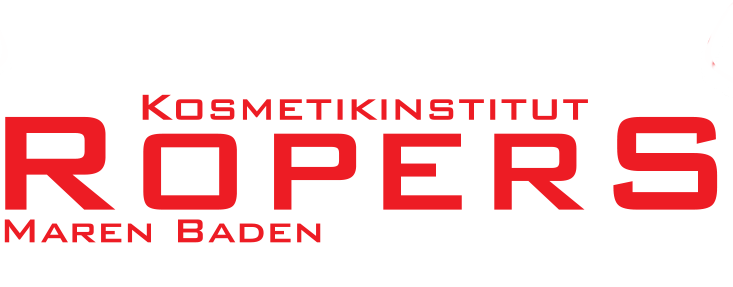 Ein rot-weißes Logo für das Kosmetikinstitut Ropers Maren Baden