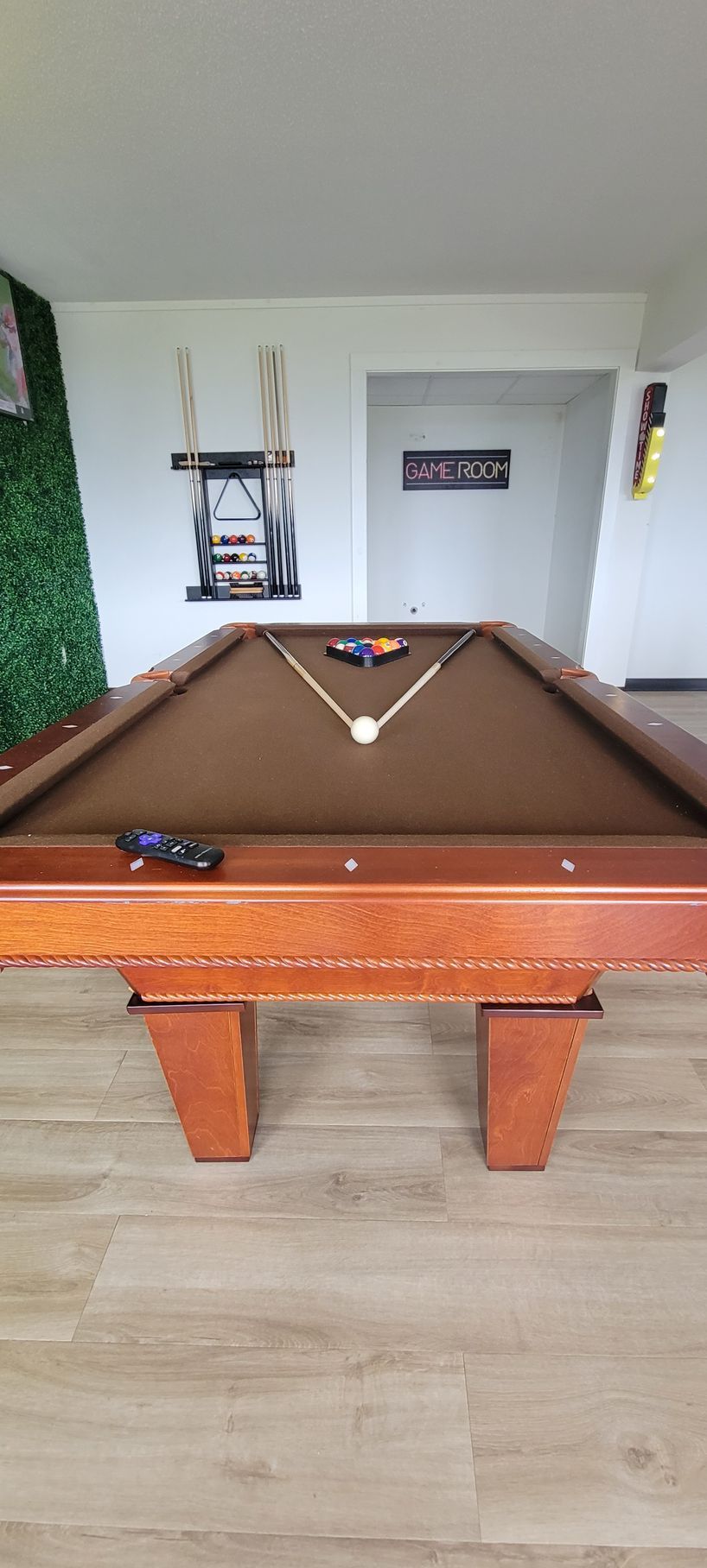 Pool table in the game room in The Mallard Hotel in Blue Ridge, GA