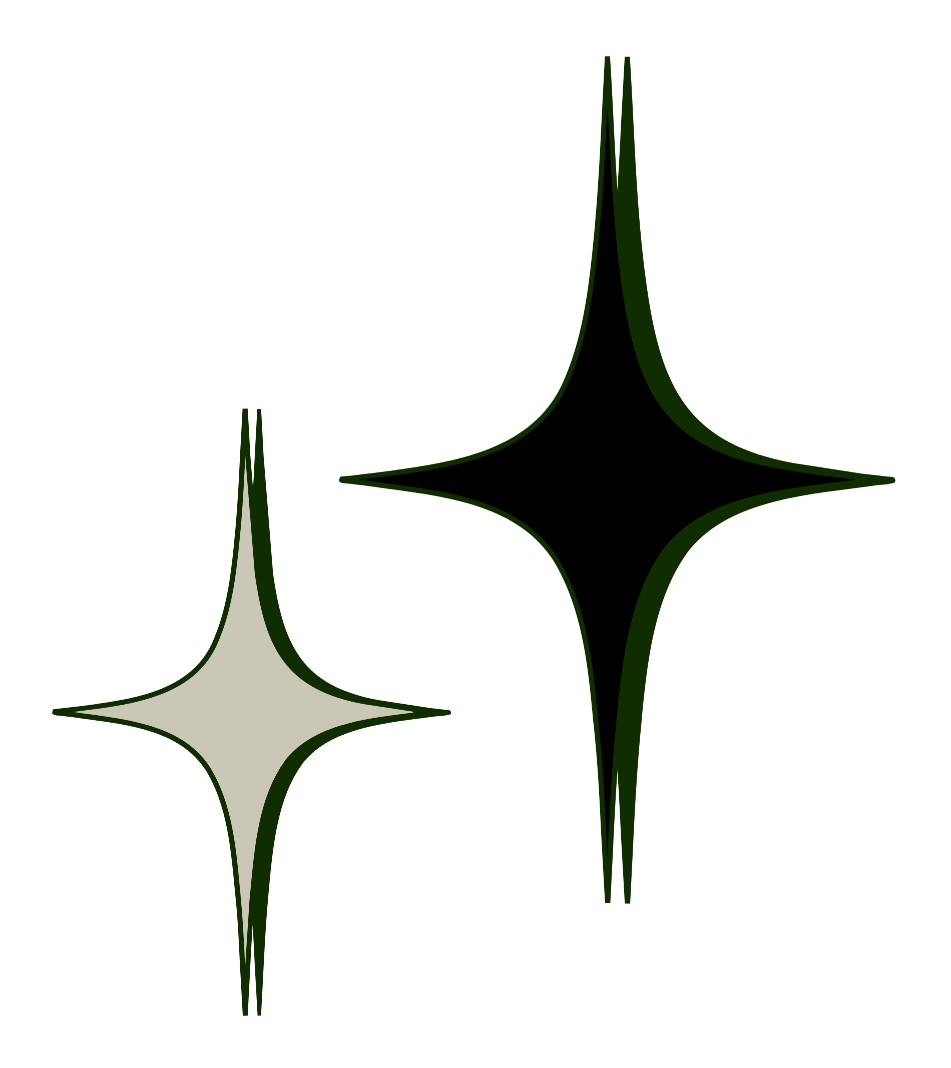 Decorative Image of a drawing of two stars on a white background.