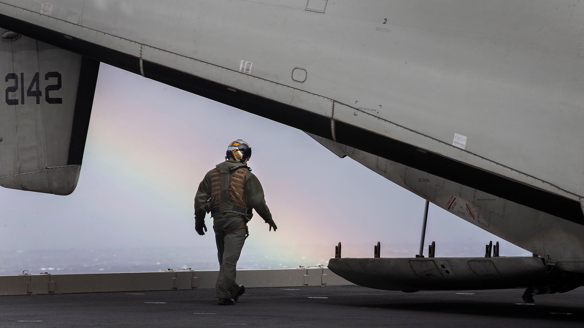 Soldier approaching plane