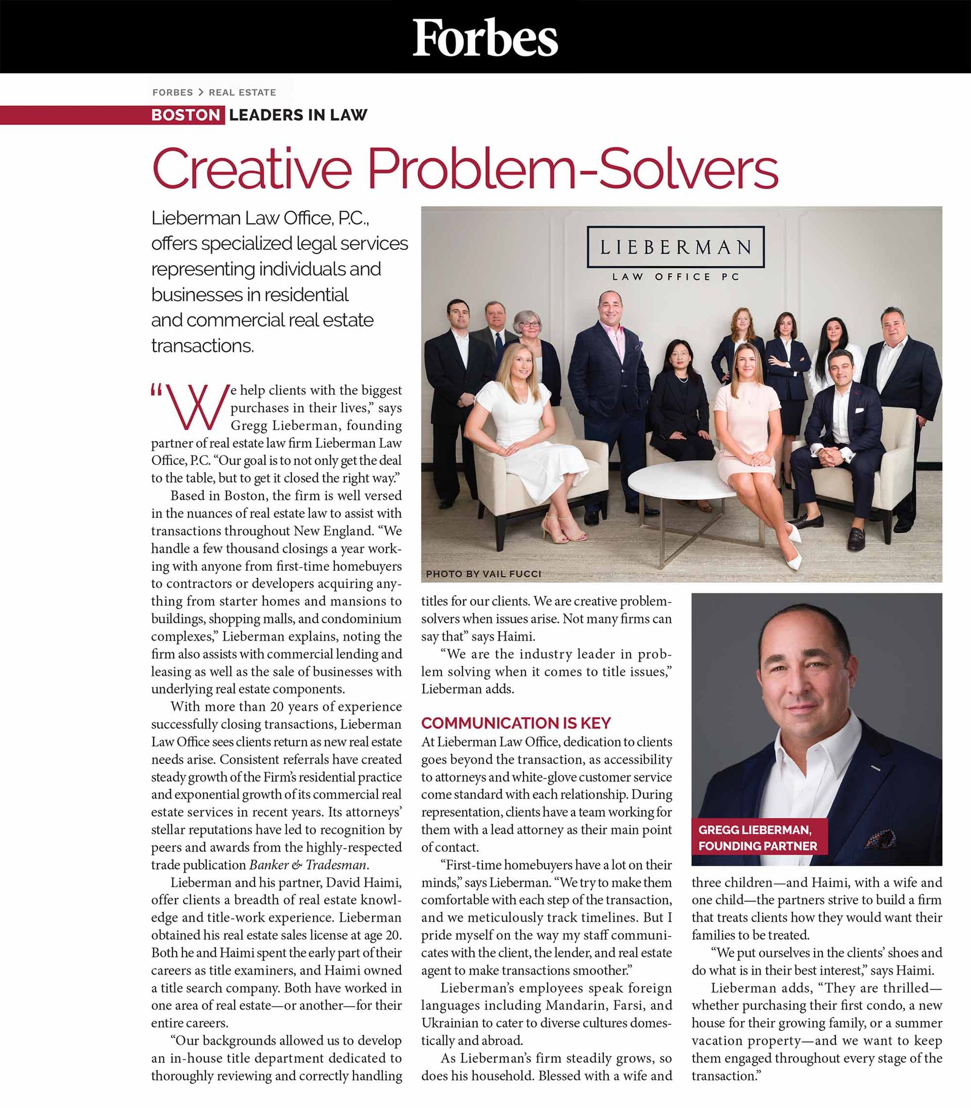 NEWS | Lieberman Law Office PC | Forbes Magazine Oct 2023