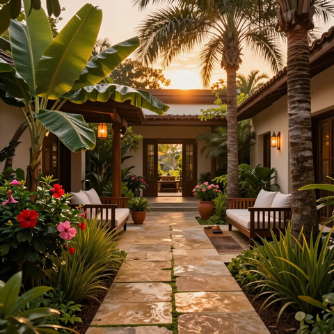 Boutique resort courtyard