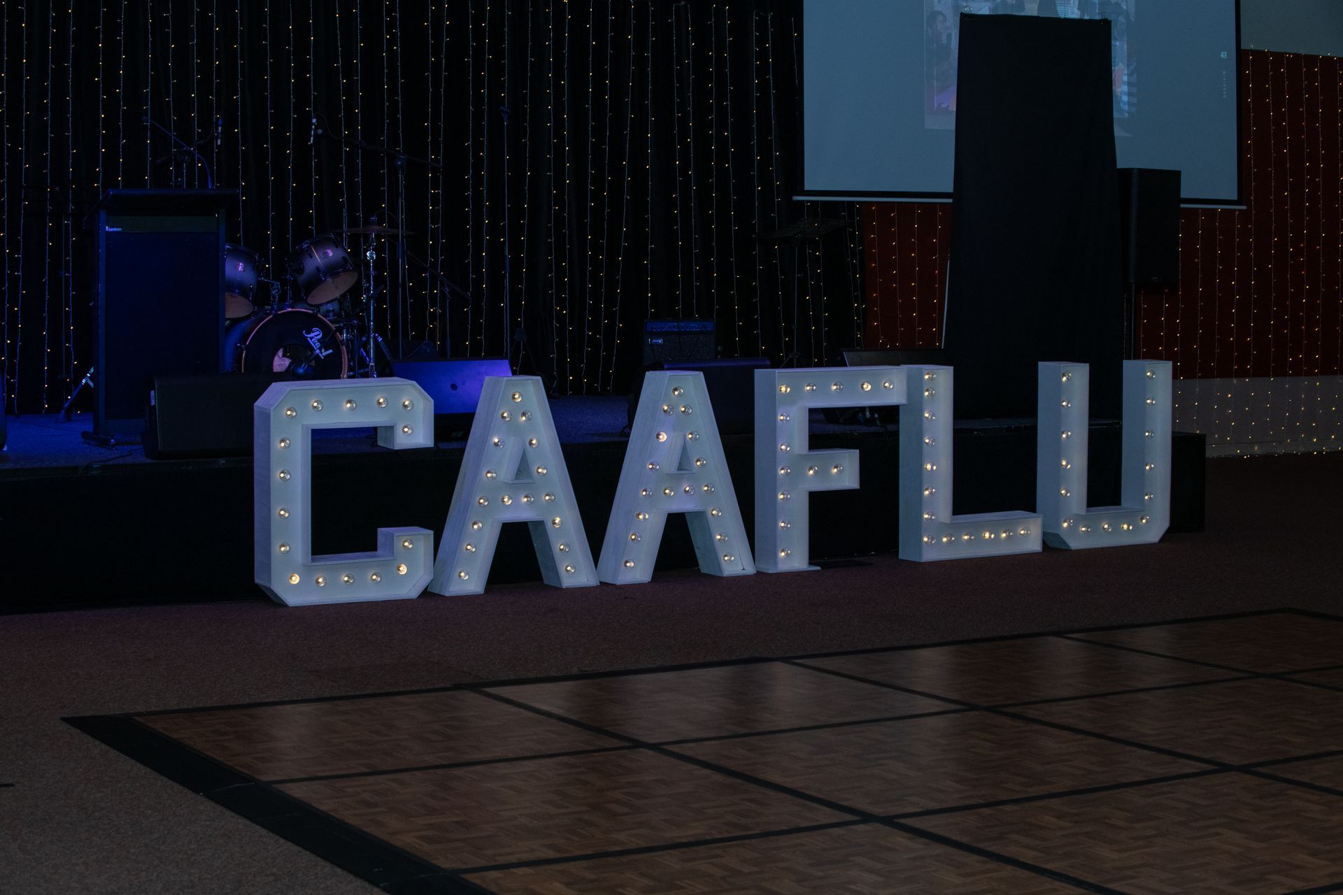 Large lighted letters spelling 
