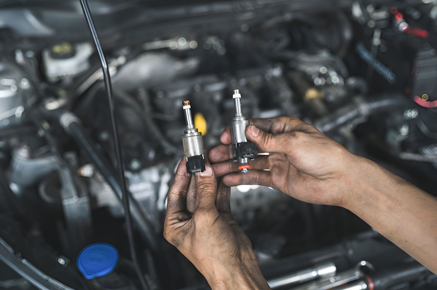 A Person Is Holding A Pair Of Keys In Front Of A Car Engine — Deri's Mobile Mechanical In Palmerston, NT