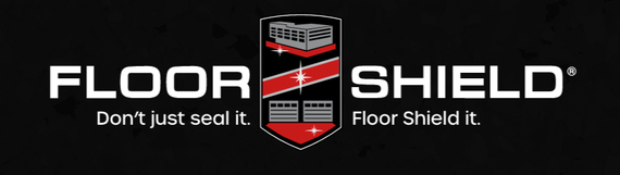 Company logo for Floor Shield with red and white shield icon and text reading