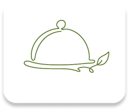 Line icon of a hand tapping a smartphone with a shopping bag on the screen