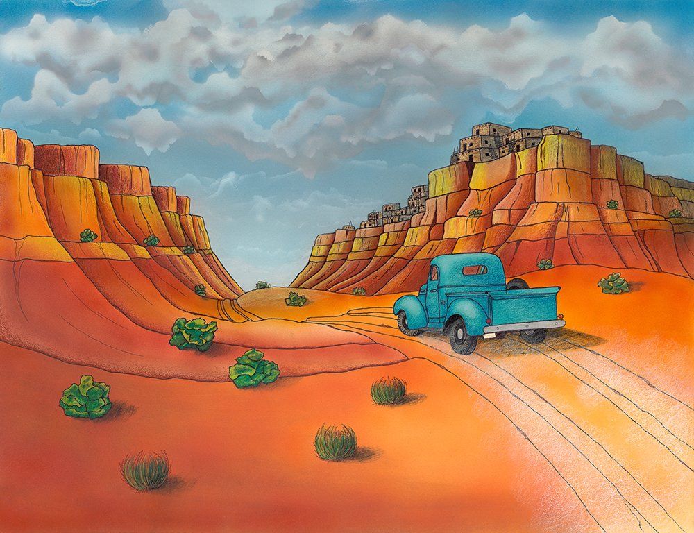 Long Dusty Road, a Southwestern original piece of art by Mel Ratliff in New Mexico