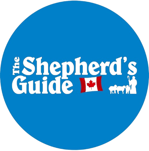 A blue circle with the words the shepherd 's guide on it