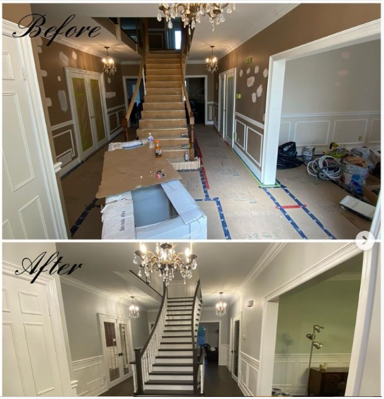 Glimpse of before and after of staircase renovation