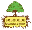London Bridge Greenhouses & Nursery logo with a green tree and brown root border