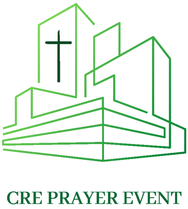 A green and white logo for a cre prayer event