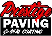 Prestige Paving and Seal Coating Logo for Prestige Paving, featuring red