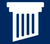 White classical column icon on a blue background