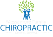 Logo for Messamore Family Chiropractic. Two figures embrace, topped by a tree of green leaves, with the words "CHIROPRACTIC" in blue.