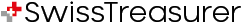 Logo SwissTreasure avec une croix rouge et du texte noir et bleu