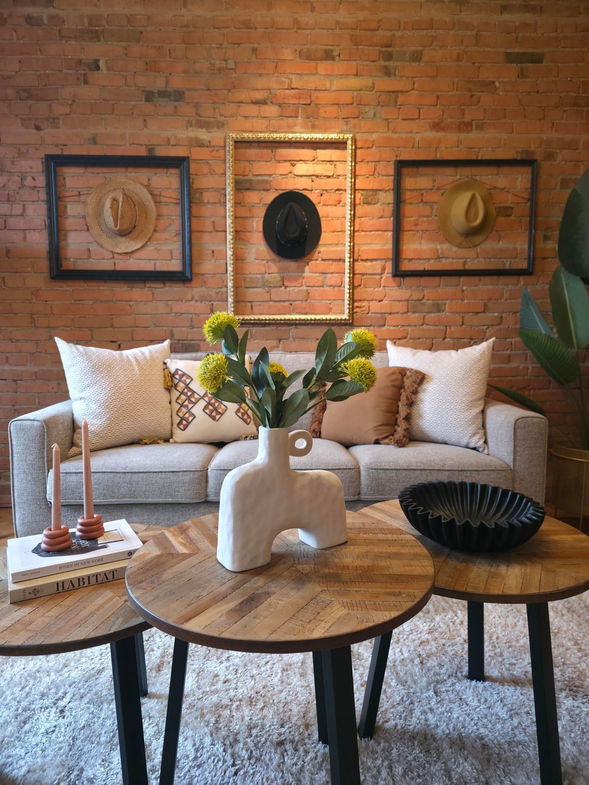brick wall living room 